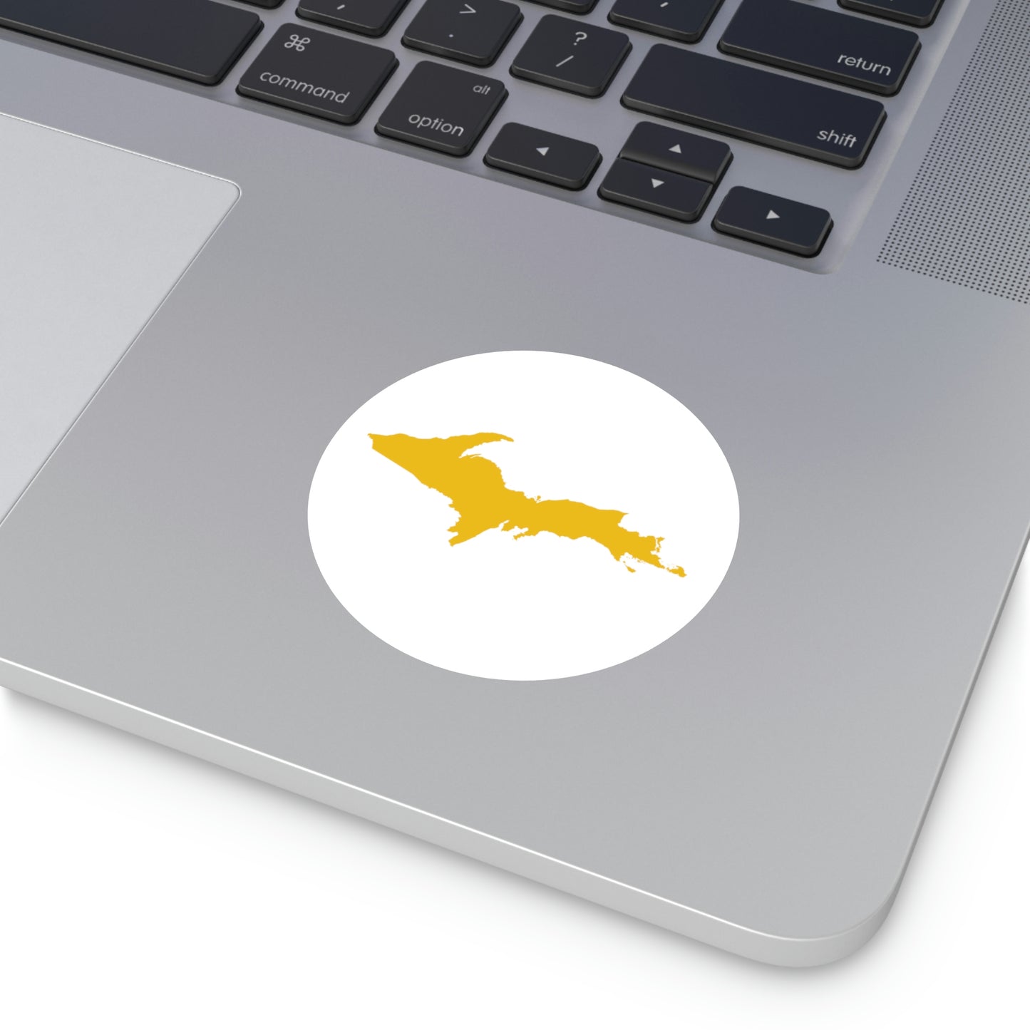 Michigan Upper Peninsula Round Stickers (w/ Gold UP Outline) | Indoor\Outdoor