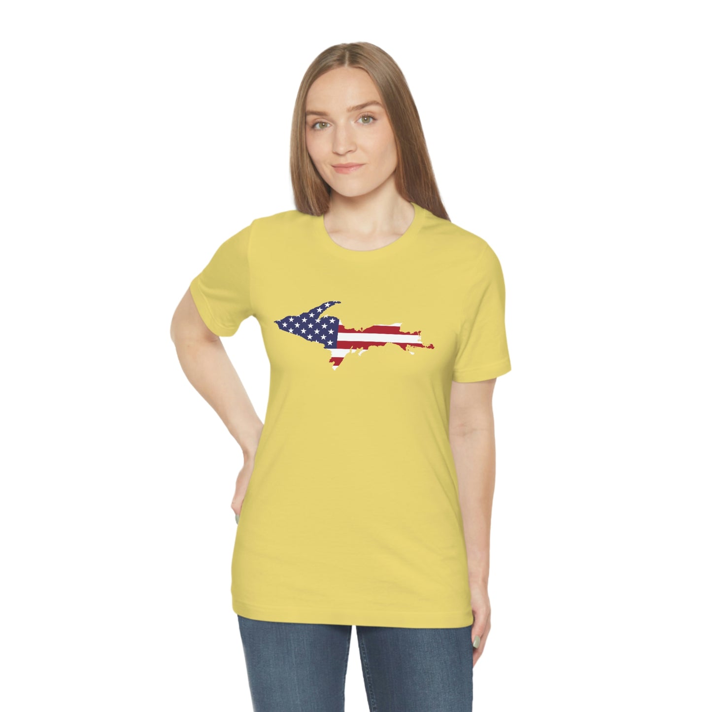 Michigan Upper Peninsula T-Shirt (w/ UP USA Flag Outline) | Unisex Standard Fit