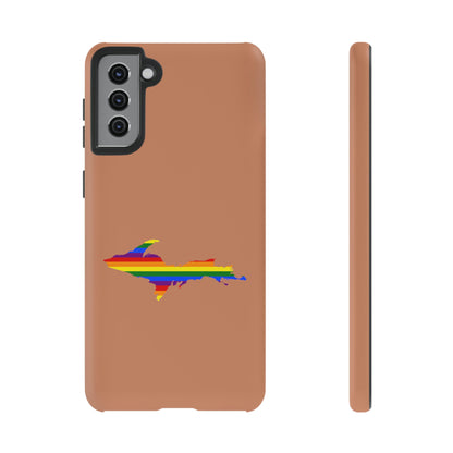 Michigan Upper Peninsula Tough Phone Case (Copper Color w/ UP Pride Flag Outline) | Samsung & Pixel Android