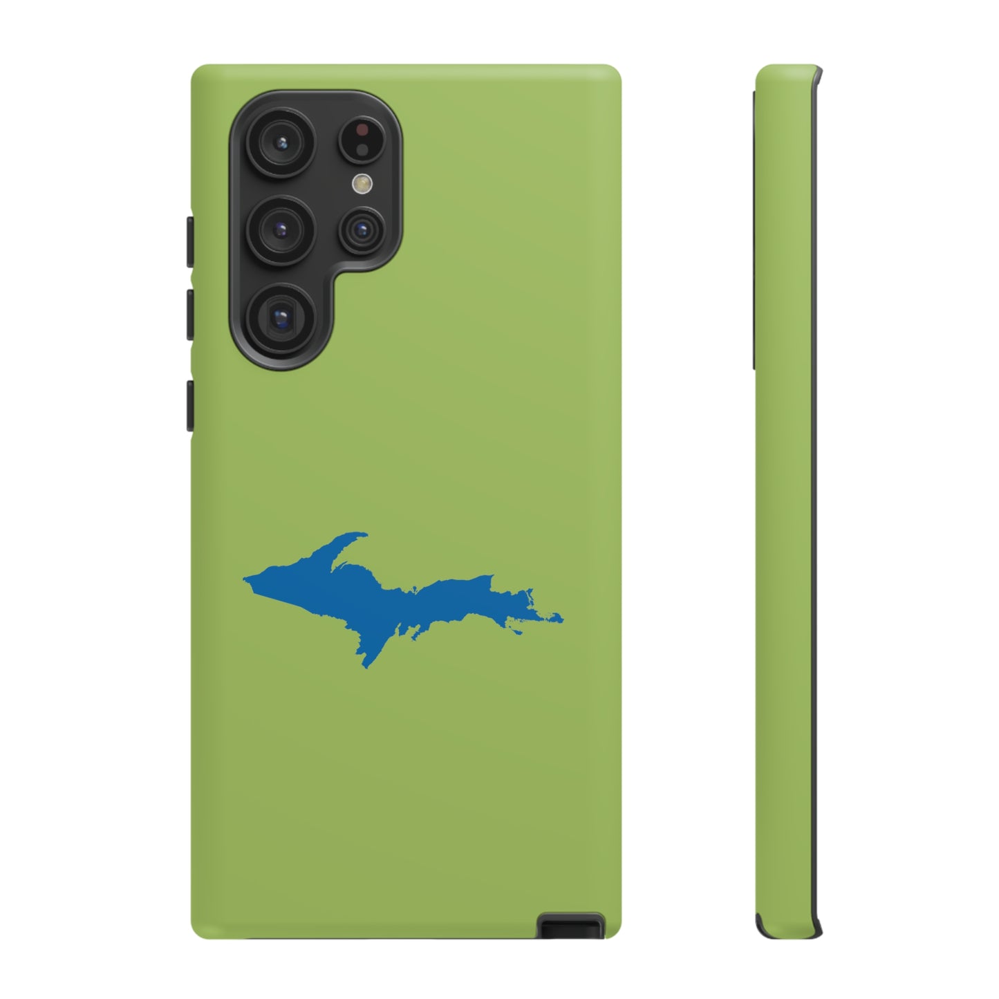 Michigan Upper Peninsula Tough Phone Case (Gooseberry Green w/ Azure UP Outline) | Samsung & Pixel Android