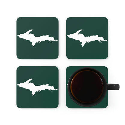 Michigan Upper Peninsula Coaster Set (Green w/ UP Outline) | Corkwood - 4 pack