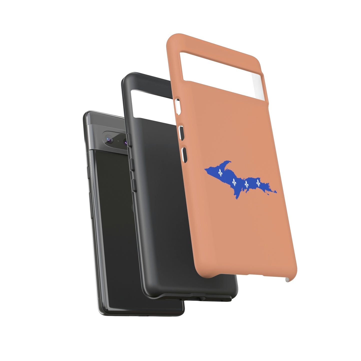 Michigan Upper Peninsula Tough Phone Case (Copper Color w/ UP Quebec Flag Outline) | Samsung & Pixel Android