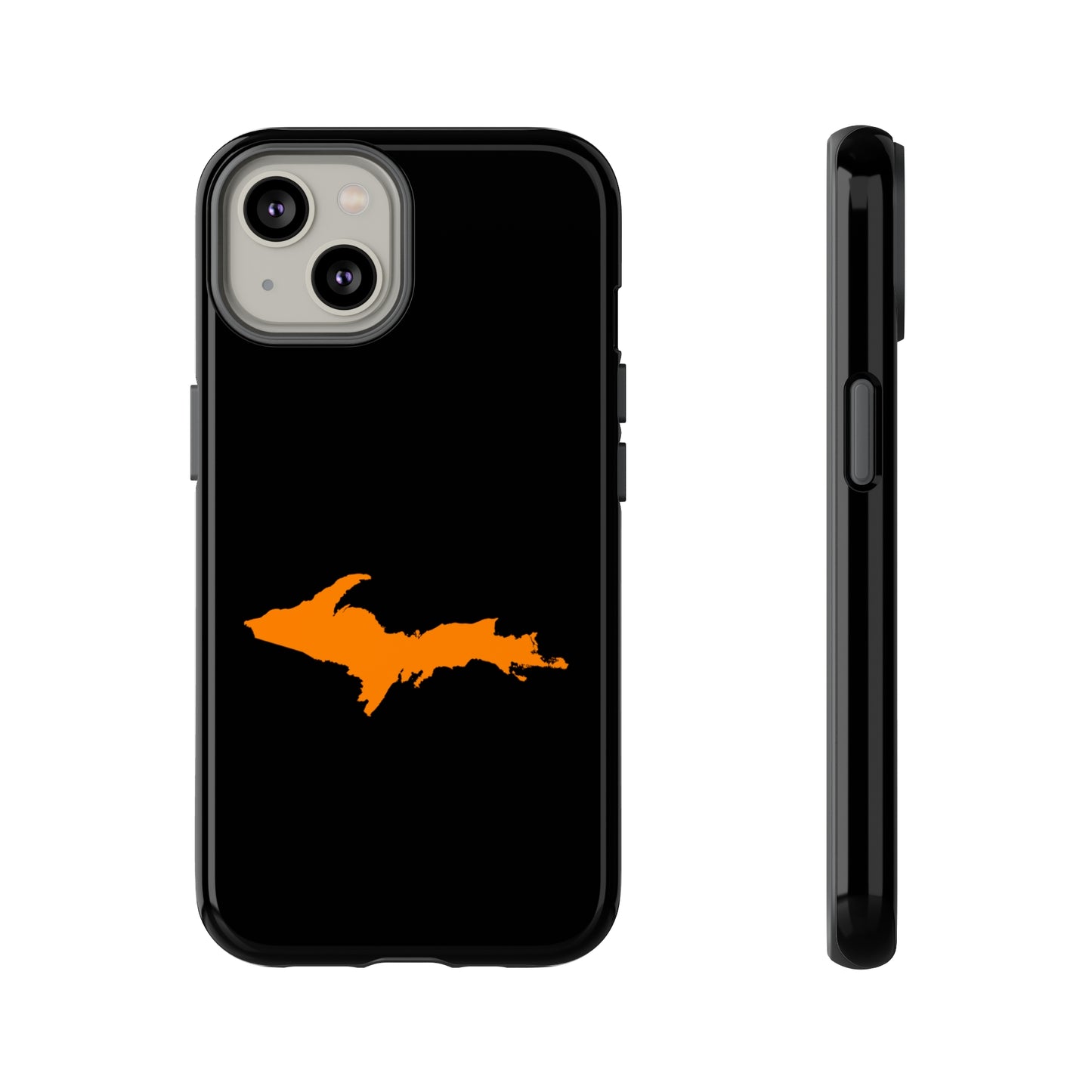 Michigan Upper Peninsula Tough Phone Case (Black w/ Orange UP Outline) | Apple iPhone