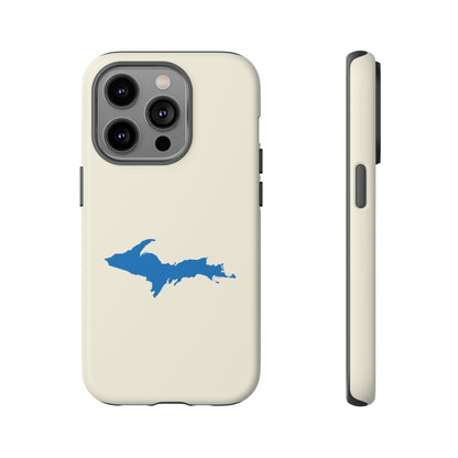 Michigan Upper Peninsula Tough Phone Case (Ivory Color w/ Azure UP Outline) | Apple iPhone