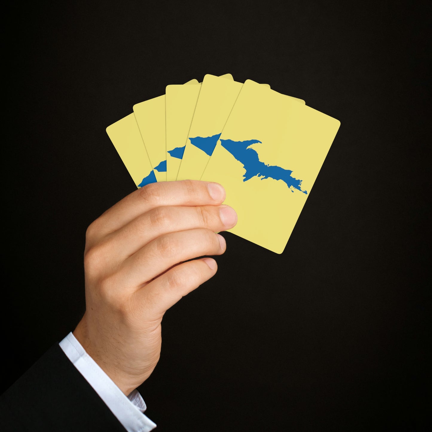 Michigan Upper Peninsula Poker Cards (Yellow Cherry Color w/ Azure UP Outline)