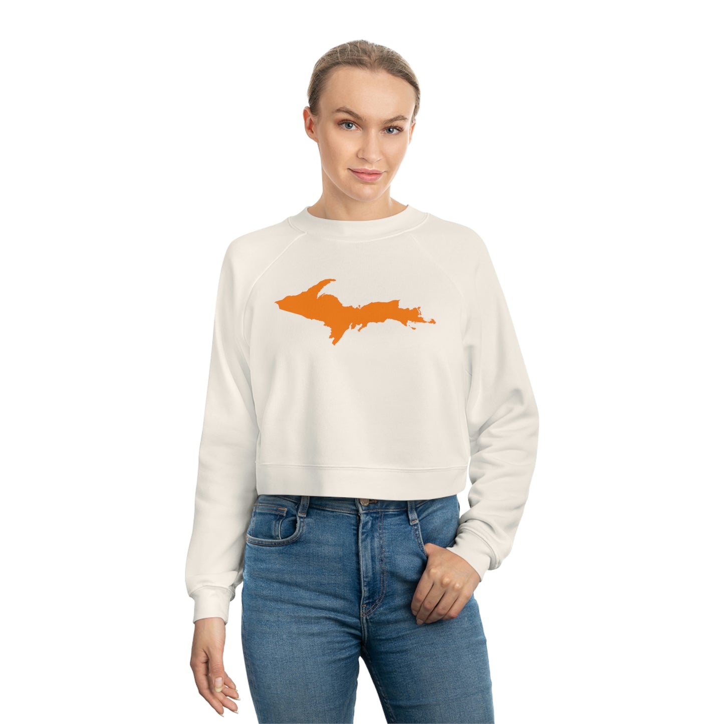 Michigan Upper Peninsula Sweatshirt (w/ Orange UP Outline) | Cropped Mid-Length