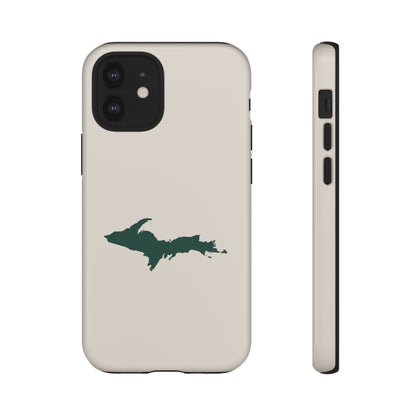 Michigan Upper Peninsula Tough Phone Case (Canvas Color w/ Green UP Outline) | Apple iPhone