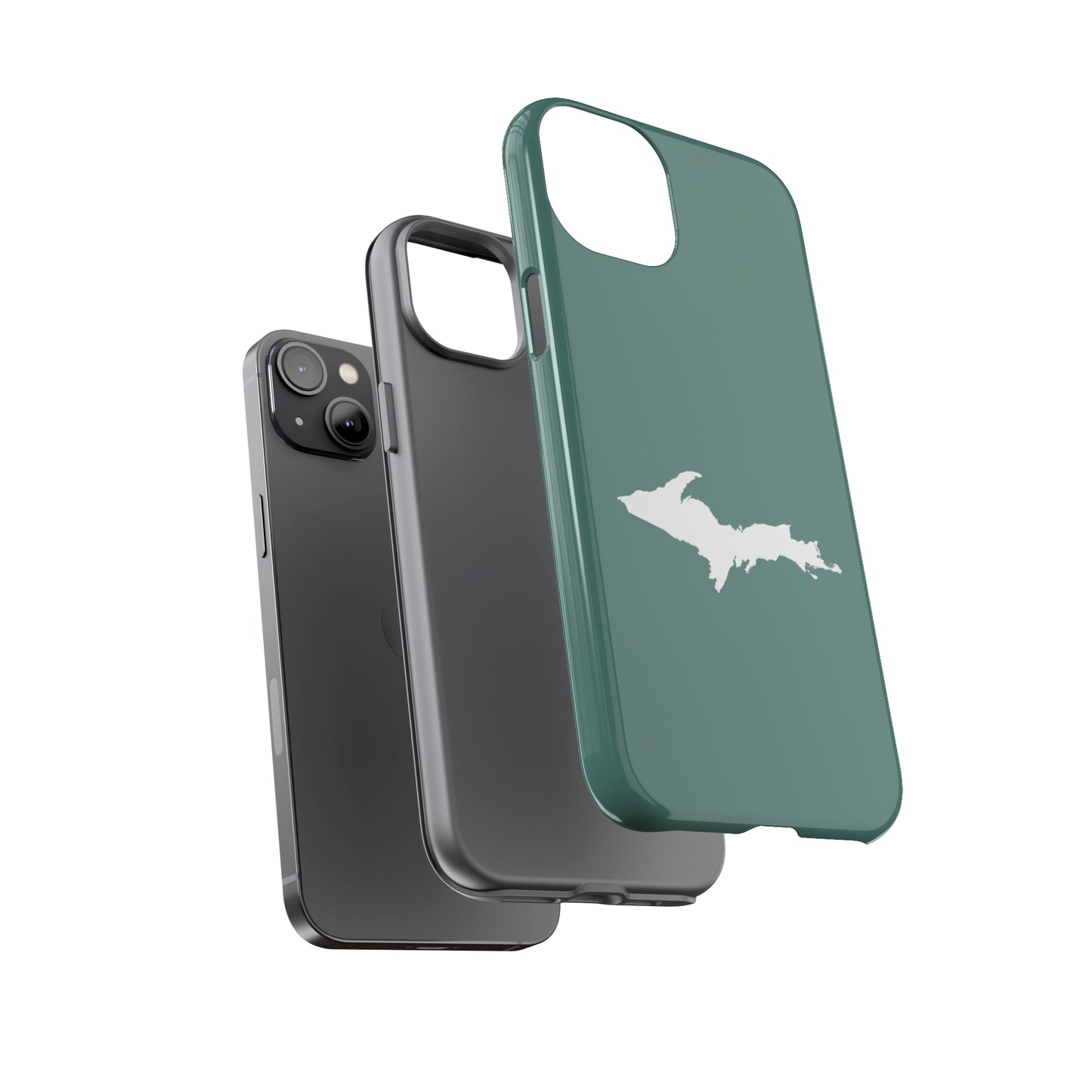 Michigan Upper Peninsula Tough Phone Case (Copper Green w/ UP Outline) | Apple iPhone