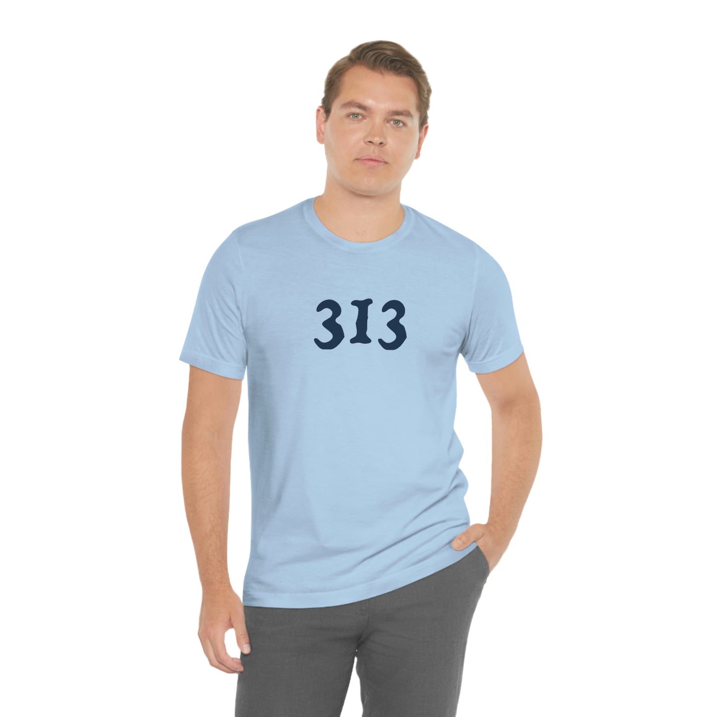 Detroit '313' T-Shirt (Woodcut Font) | Unisex Standard Fit