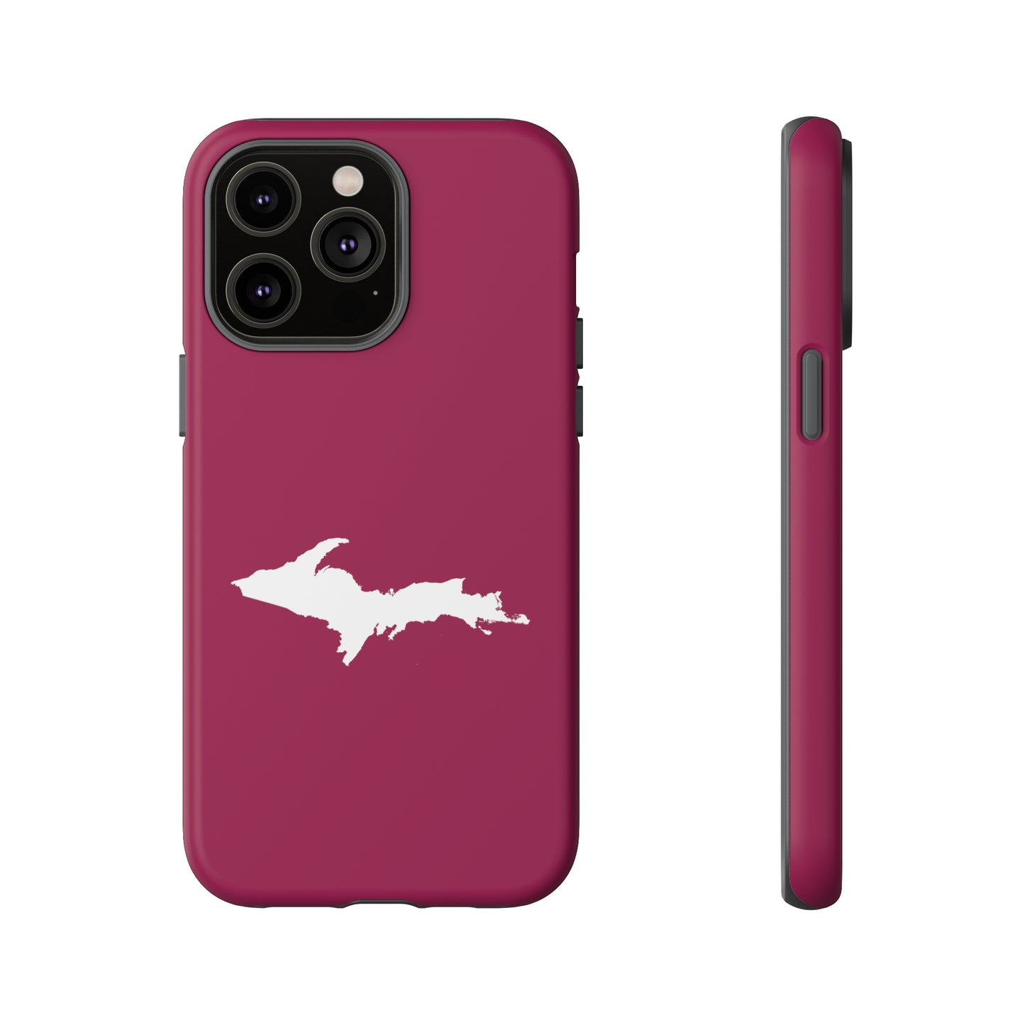 Michigan Upper Peninsula Tough Phone Case (Ruby Red w/ UP Outline) | Apple iPhone