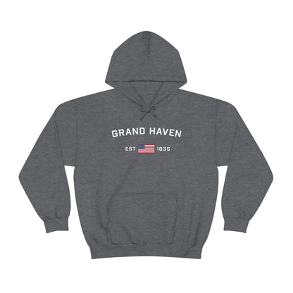 'Grand Haven EST 1835' Hoodie (w/USA Flag Outline) | Unisex Standard