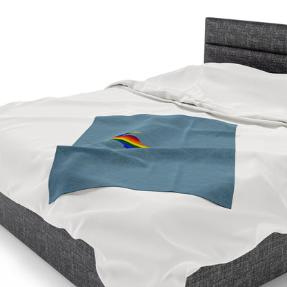 Michigan Upper Peninsula Plush Blanket (w/ UP Pride Flag Outline) | Opal Blue