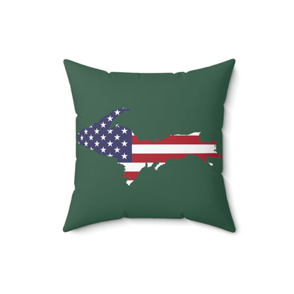 Michigan Upper Peninsula Accent Pillow (w/ UP USA Flag Outline) | Ginger Ale Green