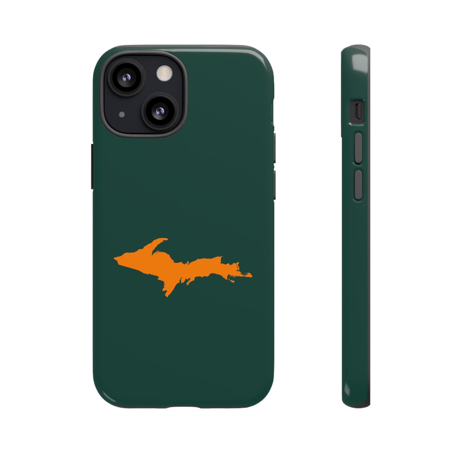 Michigan Upper Peninsula Tough Phone Case (Green w/ Orange UP Outline) | Apple iPhone