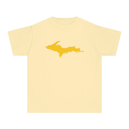 Michigan Upper Peninsula T-Shirt (w/ Gold UP Outline) | Youth Garment-Dyed