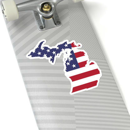 Michigan Kiss-Cut Stickers (w/ MI USA Flag Outline)