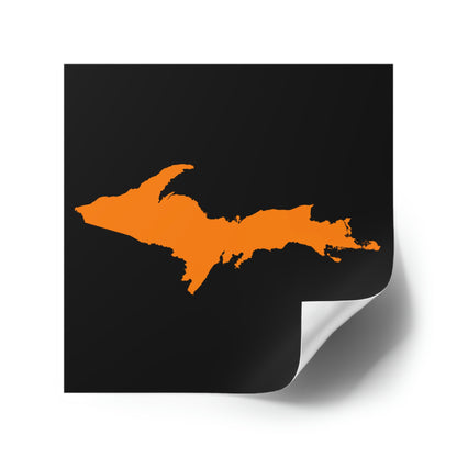 Michigan Upper Peninsula Square Sticker (Black w/ Orange UP Outline) | Indoor/Outdoor