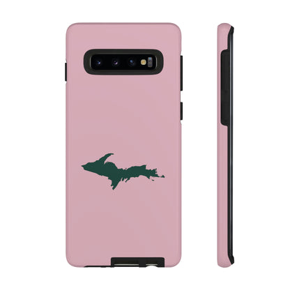 Michigan Upper Peninsula Tough Phone Case (Pink w/ Green UP Outline) | Samsung & Pixel Android