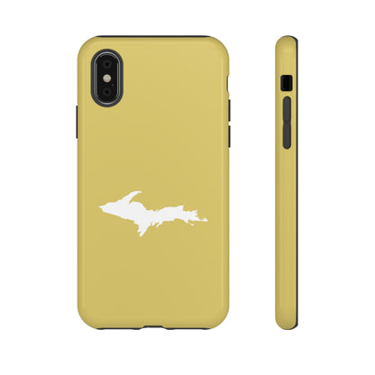 Michigan Upper Peninsula Tough Phone Case (Plum Yellow w/ UP Outline) | Apple iPhone