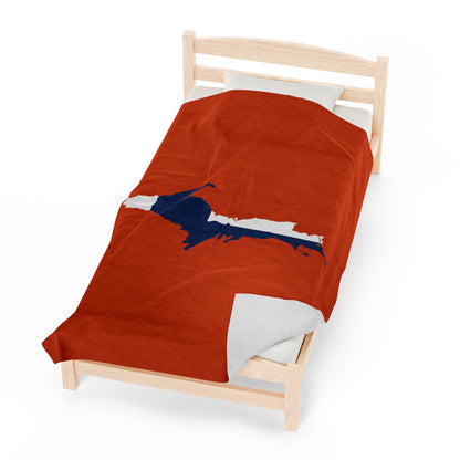 Michigan Upper Peninsula Plush Blanket (w/ UP Finland Flag Outline) | Maple Leaf Orange