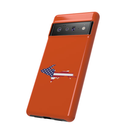 Michigan Upper Peninsula Tough Phone Case (Maple Leaf Orange w/ UP USA Flag Outline) | Samsung & Pixel Android