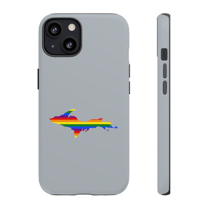 Michigan Upper Peninsula Tough Phone Case (Silver w/ UP Pride Flag Outline) | Apple iPhone