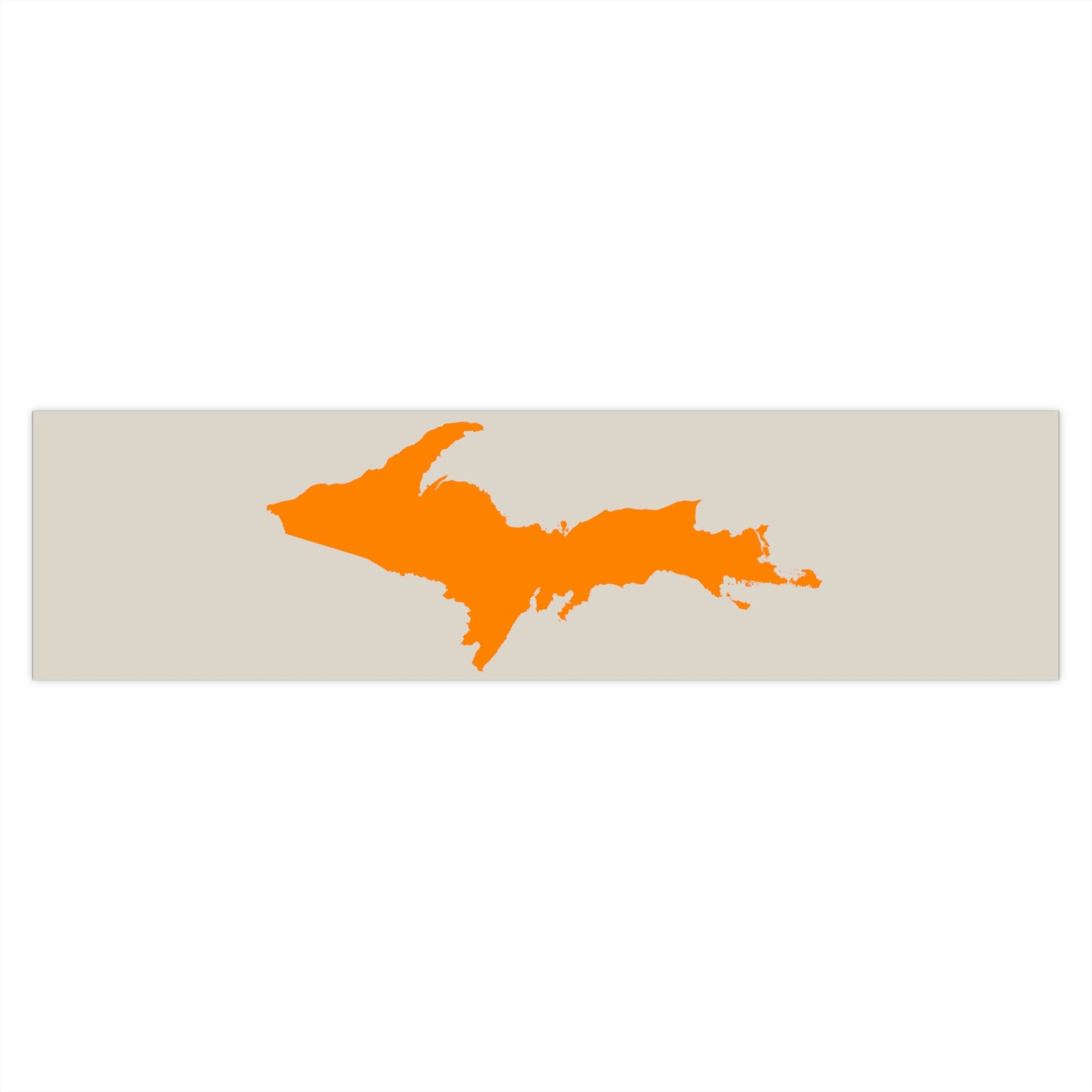 Michigan Upper Peninsula Bumper Sticker (w/ Orange UP Outline) | Canvas Color Background