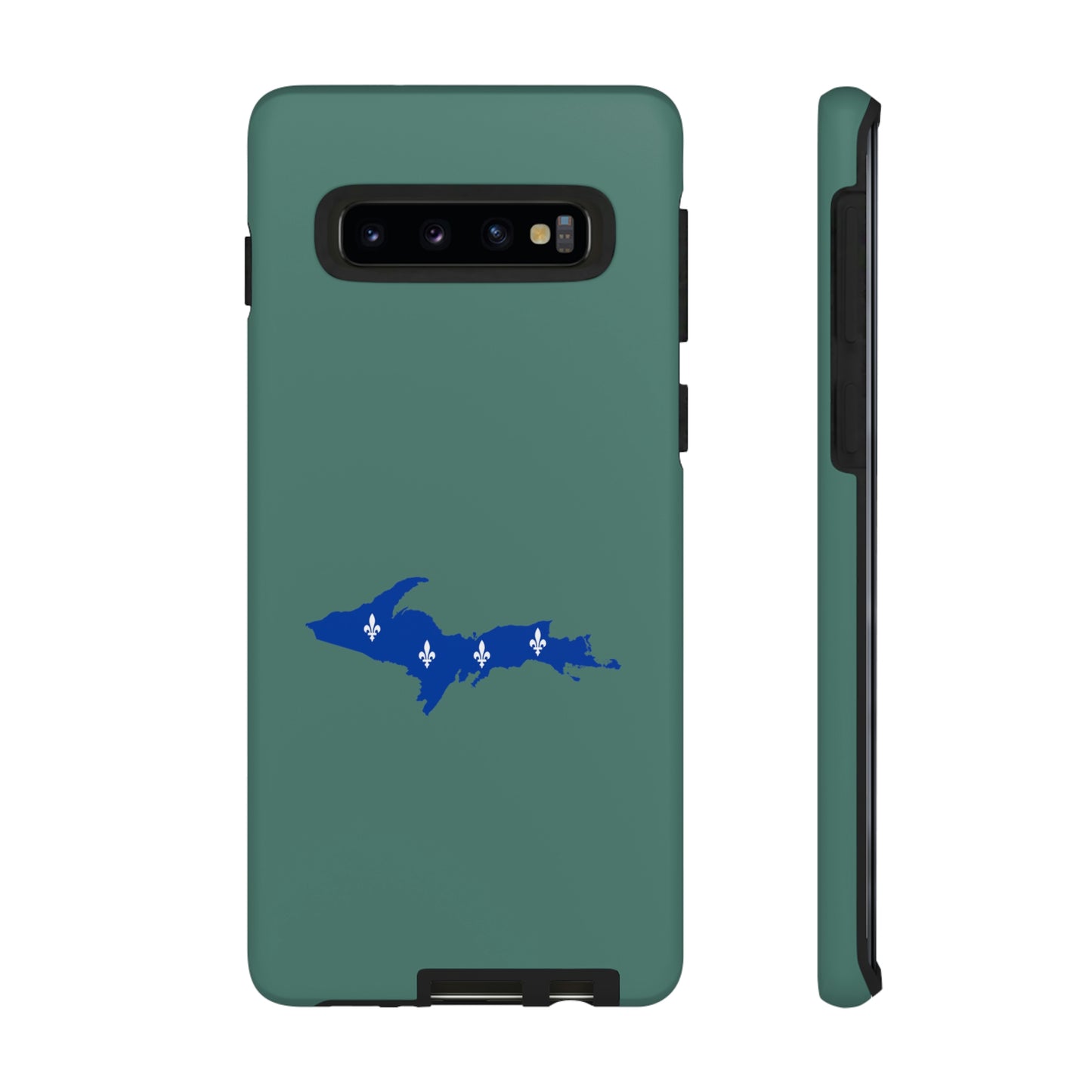 Michigan Upper Peninsula Tough Phone Case (Copper Green w/ UP Quebec Flag Outline) | Samsung & Pixel Android