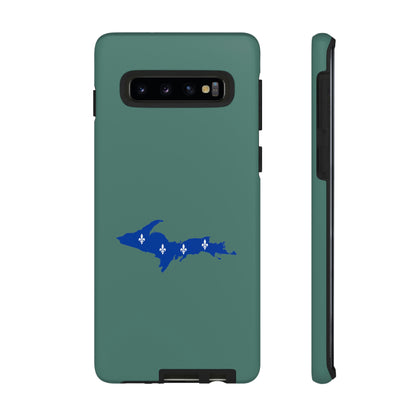 Michigan Upper Peninsula Tough Phone Case (Copper Green w/ UP Quebec Flag Outline) | Samsung & Pixel Android