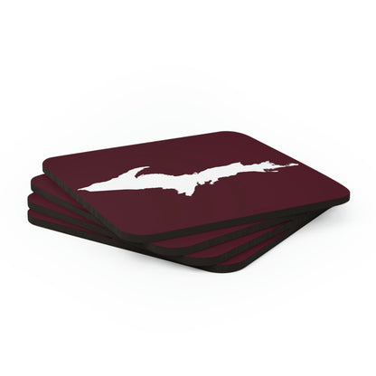 Michigan Upper Peninsula Coaster Set (Pinot Red w/ UP Outline) | Corkwood - 4 pack