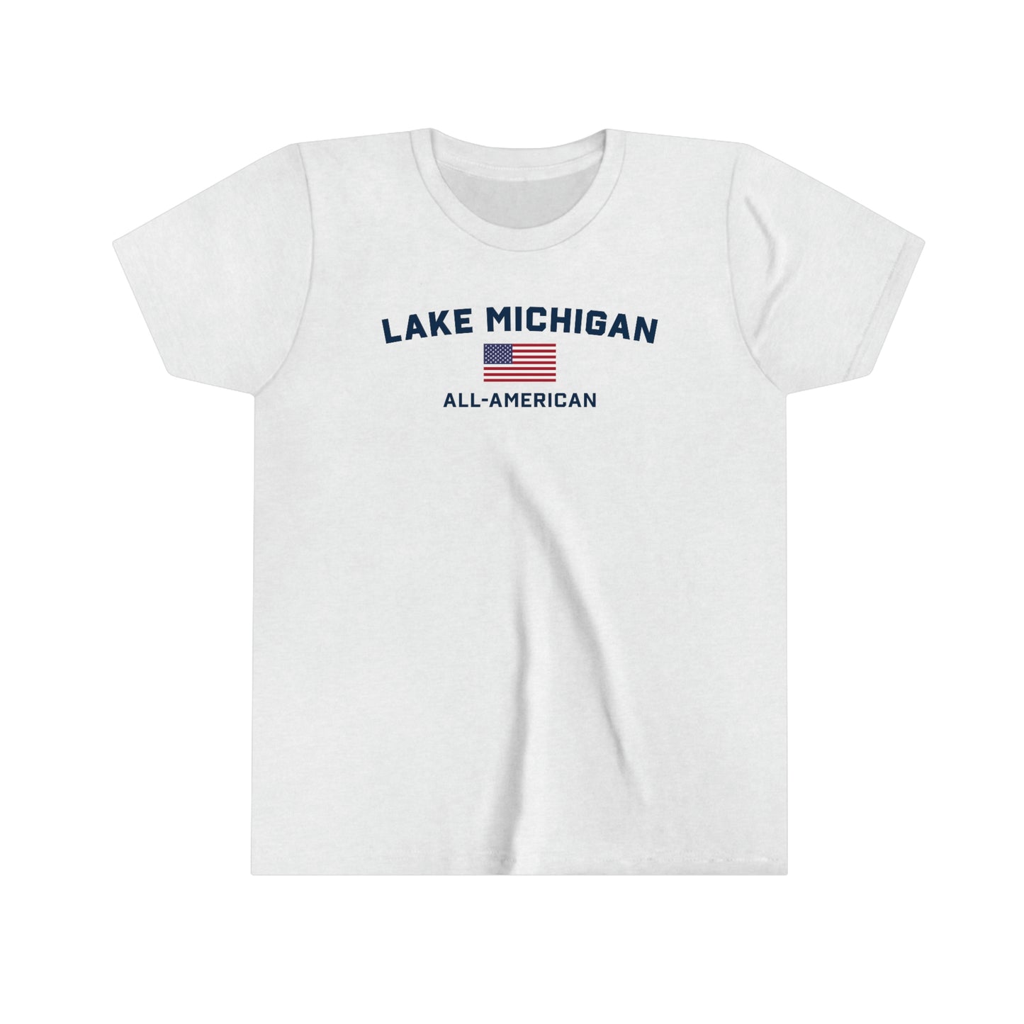 'Lake Michigan All-American' T-Shirt (w/USA Flag Outline) | Youth Short Sleeve