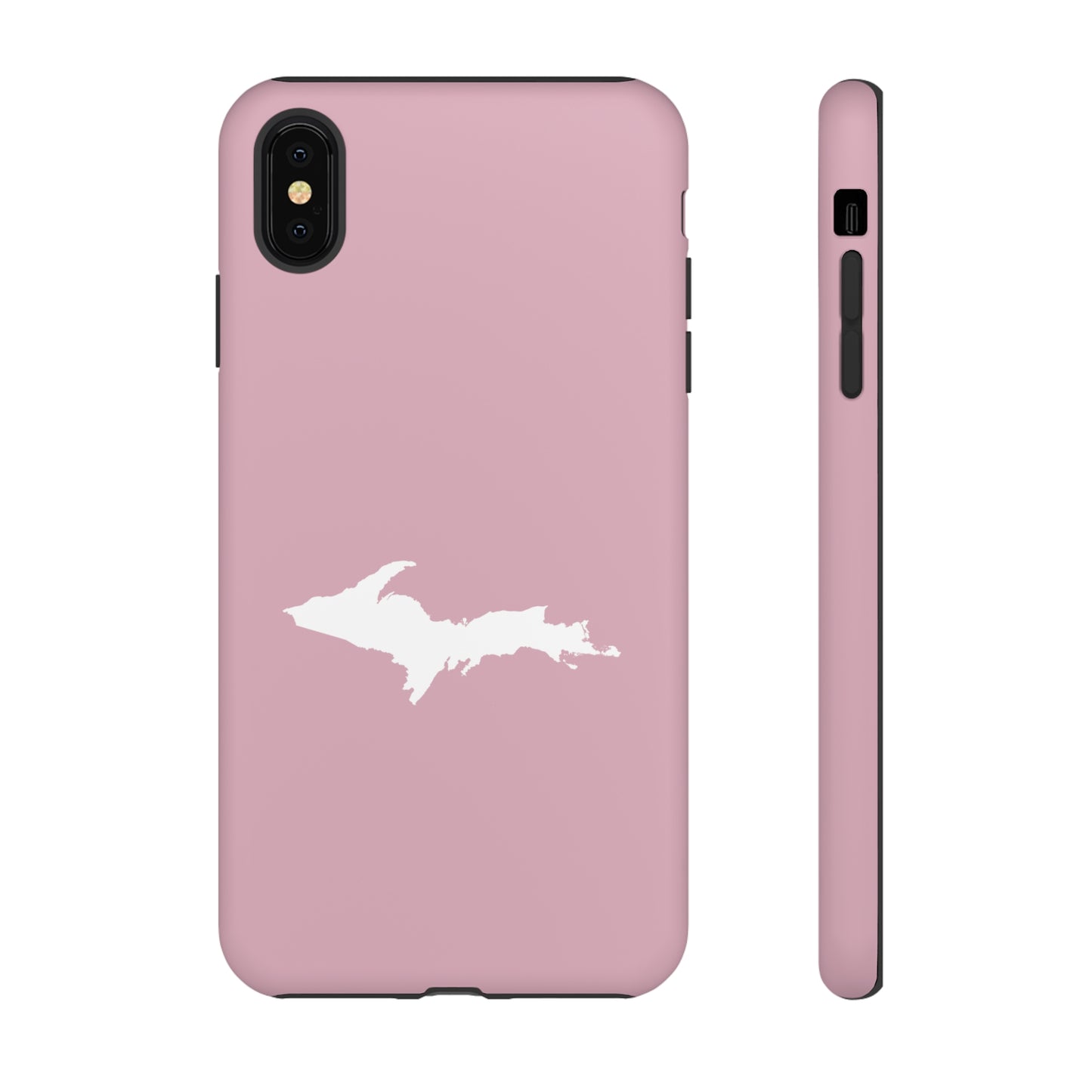 Michigan Upper Peninsula Tough Phone Case (Pink w/ UP Outline) | Apple iPhone