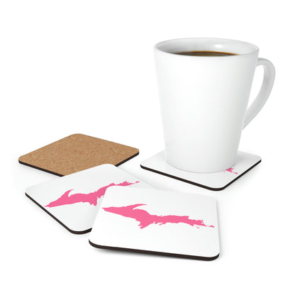 Michigan Upper Peninsula Coaster Set (w/ Pink UP Outline) | Corkwood - 4 pack