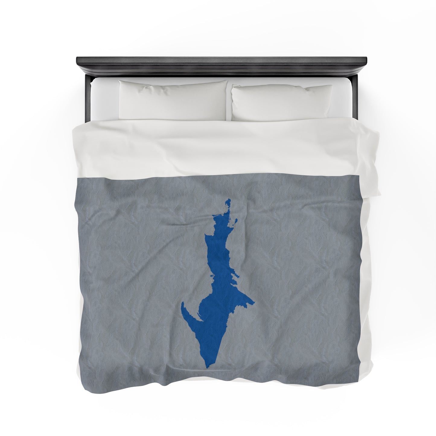 Michigan Upper Peninsula Plush Blanket (w/ Azure UP Outline) | Silver