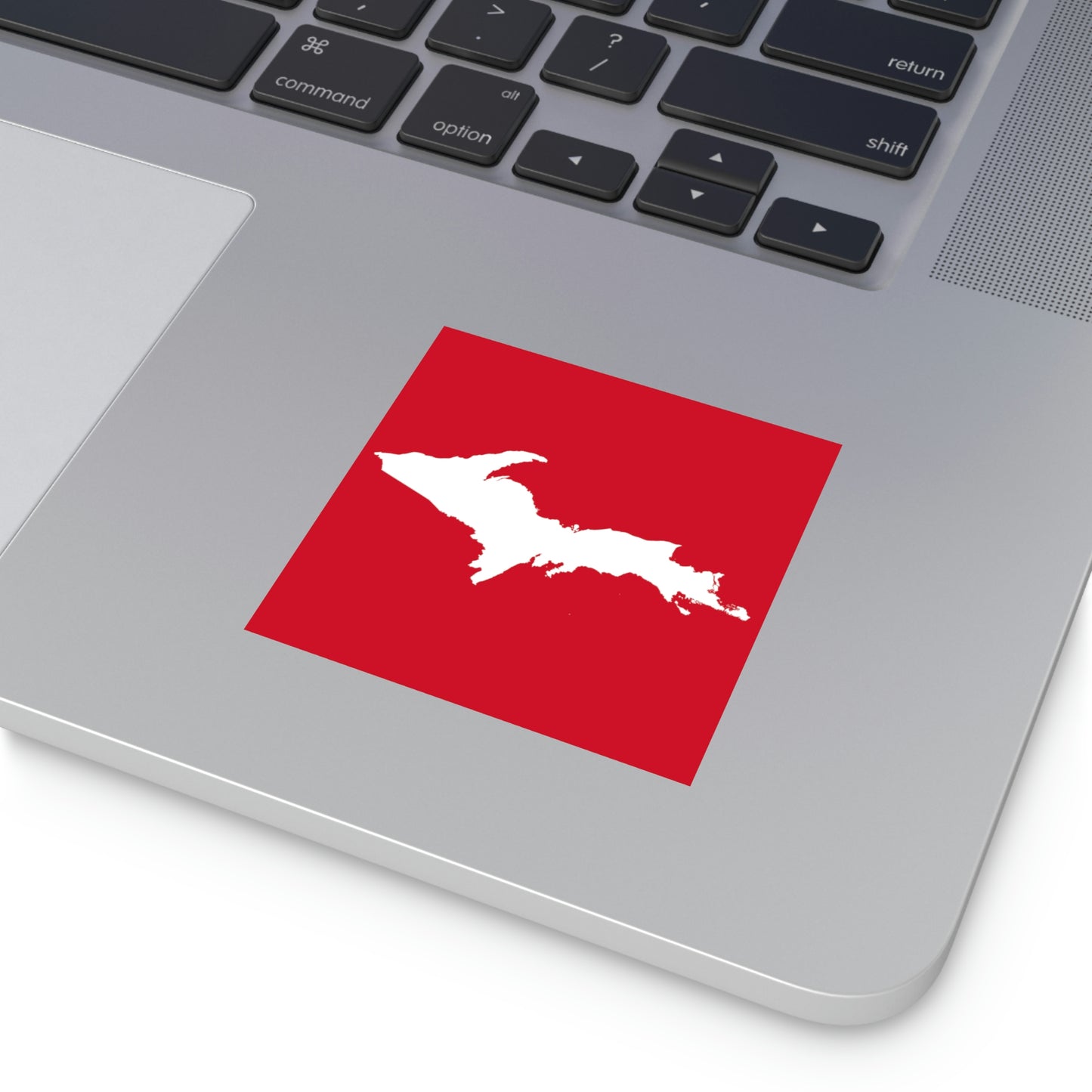 Michigan Upper Peninsula Square Sticker (Red w/ UP Outline) | Indoor/Outdoor