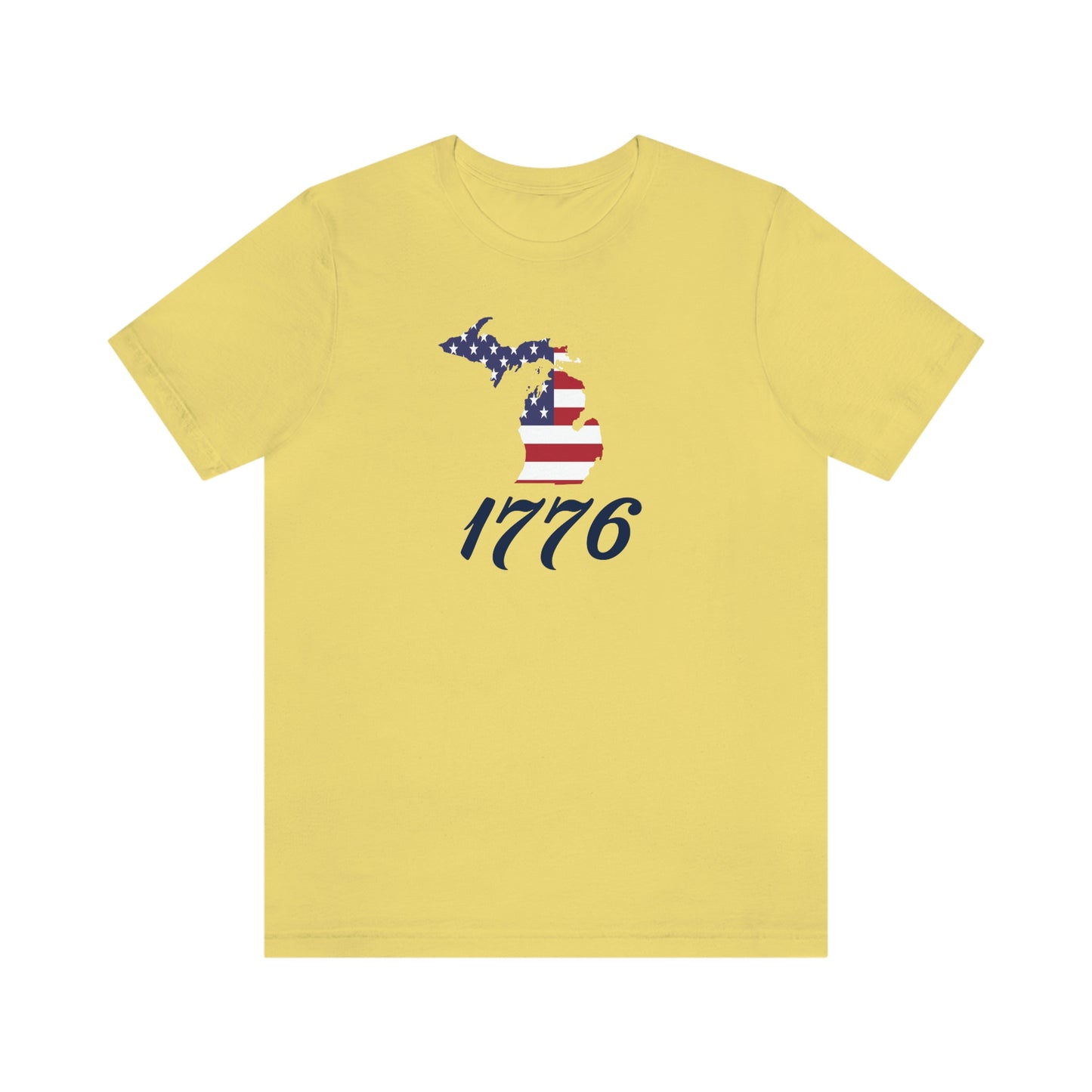 Michigan '1776' T-Shirt ( Script Font w/ MI USA Flag Outline) | Unisex Standard Fit