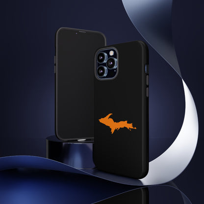 Michigan Upper Peninsula Tough Phone Case (Black w/ Orange UP Outline) | Apple iPhone