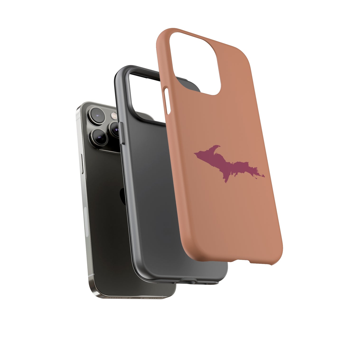 Michigan Upper Peninsula Tough Phone Case (Copper Color w/ Ruby UP Outline) | Apple iPhone