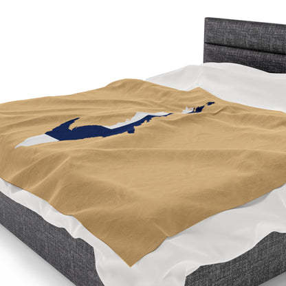 Michigan Upper Peninsula Plush Blanket (w/ UP Finland Flag Outline) | Maple Color