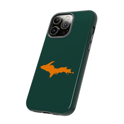 Michigan Upper Peninsula Tough Phone Case (Green w/ Orange UP Outline) | Apple iPhone