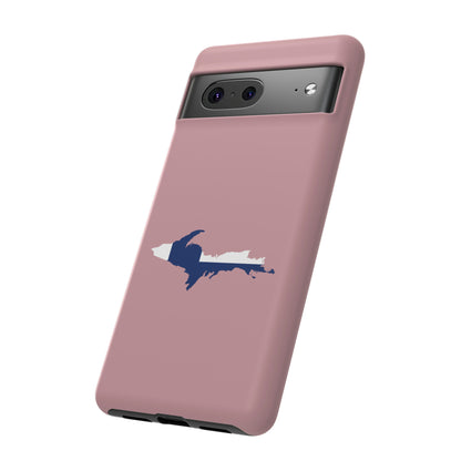 Michigan Upper Peninsula Tough Phone Case (Cherry Blossom Pink w/ UP Finland Flag Outline) | Samsung & Pixel Android