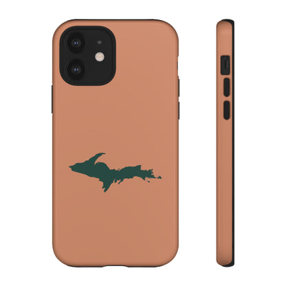 Michigan Upper Peninsula Tough Phone Case (Copper Color w/ Green UP Outline) | Apple iPhone