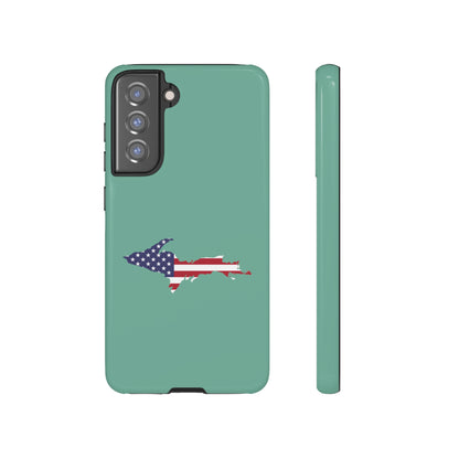 Michigan Upper Peninsula Tough Phone Case ('64 Metallic Mint Green w/ UP USA Flag Outline) | Samsung & Pixel Android