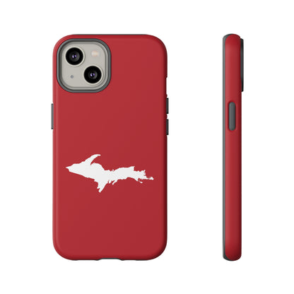 Michigan Upper Peninsula Tough Phone Case (Thimbleberry Red w/ UP Outline) | Apple iPhone