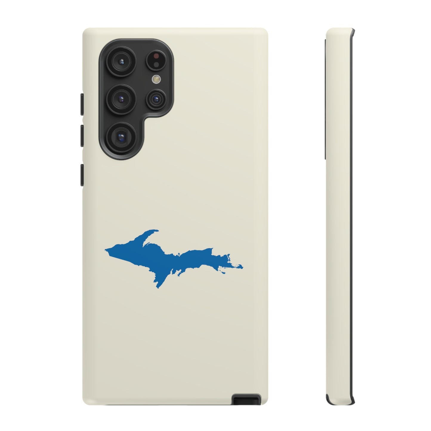 Michigan Upper Peninsula Tough Phone Case (Ivory Color w/ Azure UP Outline) | Samsung & Pixel Android