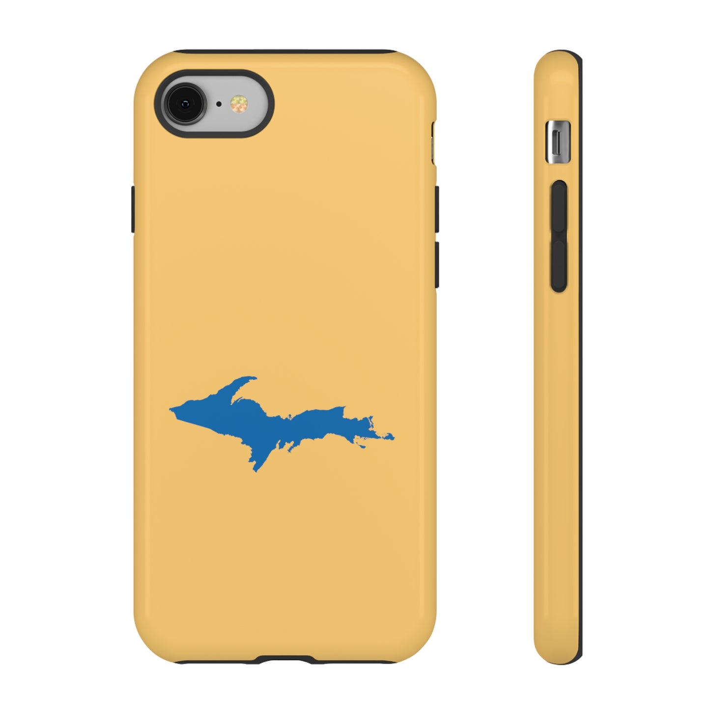 Michigan Upper Peninsula Tough Phone Case (Citrine w/ Azure UP Outline) | Apple iPhone