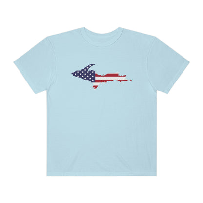 Michigan Upper Peninsula T-Shirt (w/ UP USA Flag Outline) | Unisex Garment-Dyed