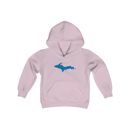Michigan Upper Peninsula Hoodie (w/ Azure UP Outline)| Unisex Youth