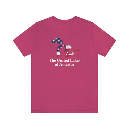 'The United Lakes of America' T-Shirt (w/ Great Lakes USA Flag Outline) | Unisex Standard Fit