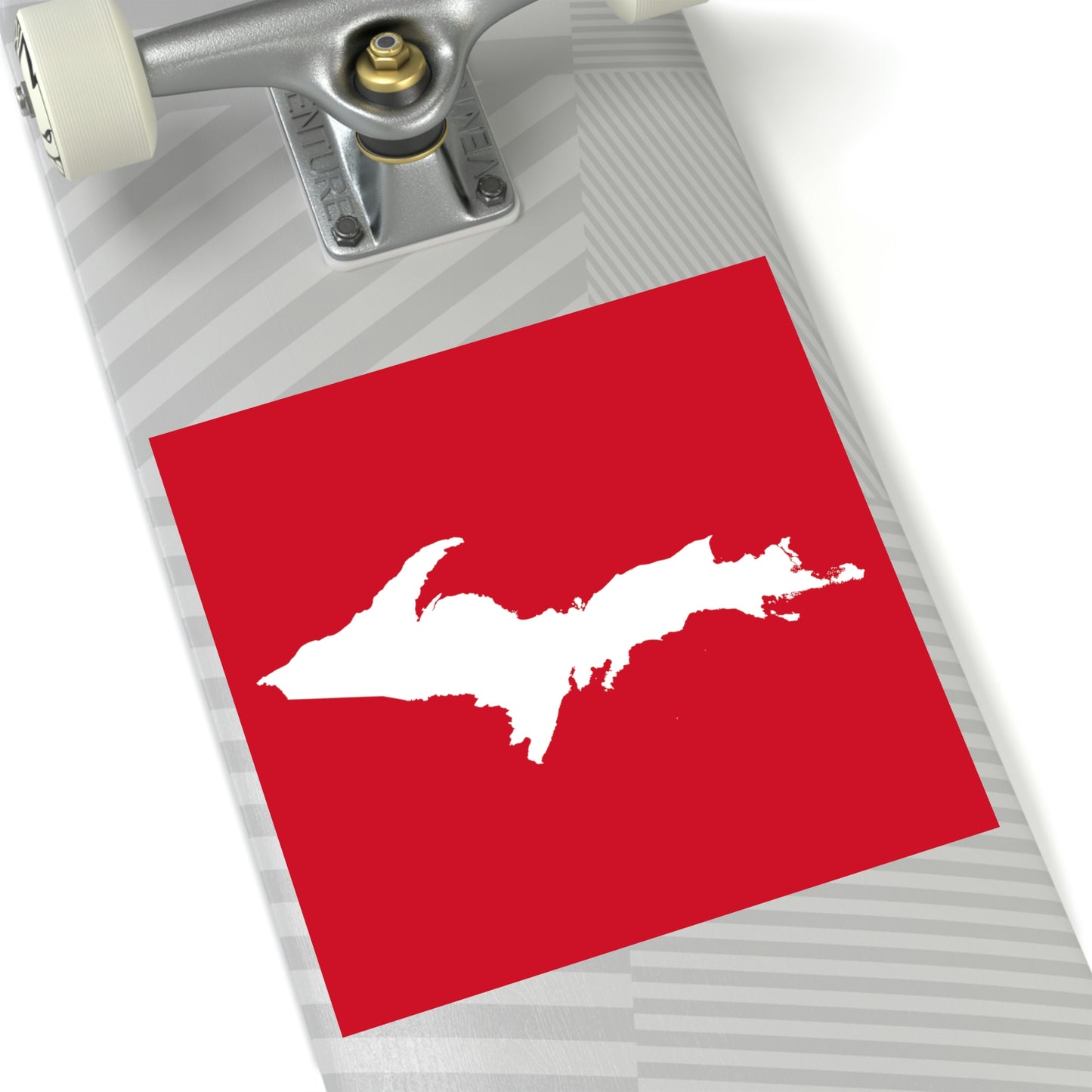 Michigan Upper Peninsula Square Sticker (Red w/ UP Outline) | Indoor/Outdoor